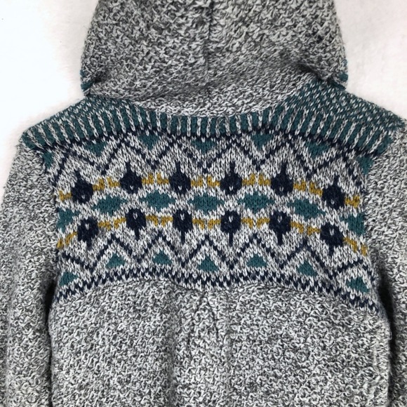 ROYAL ROBBINS Fair Isle Wool Blend Full Zip Hooded Cardigan Women's Sz M Gray - Picture 3 of 10